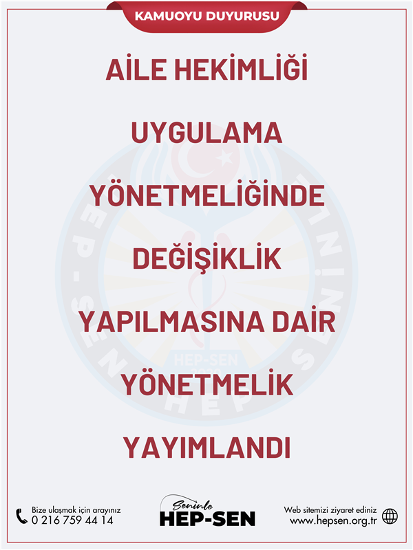 Aile Hekimliği Uygulama Yönetmeliğinde Değişiklik  Yapılmasına Dair Yönetmelik